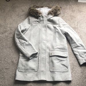 j crew factory gray winter tunic length coat.